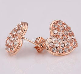 日韓出口流行飾品批發(fā) 韓國(guó)進(jìn)口18k白金心形耳釘e006詳情